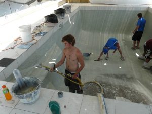 Preparation of pebble pool renovation Sunshine Coast